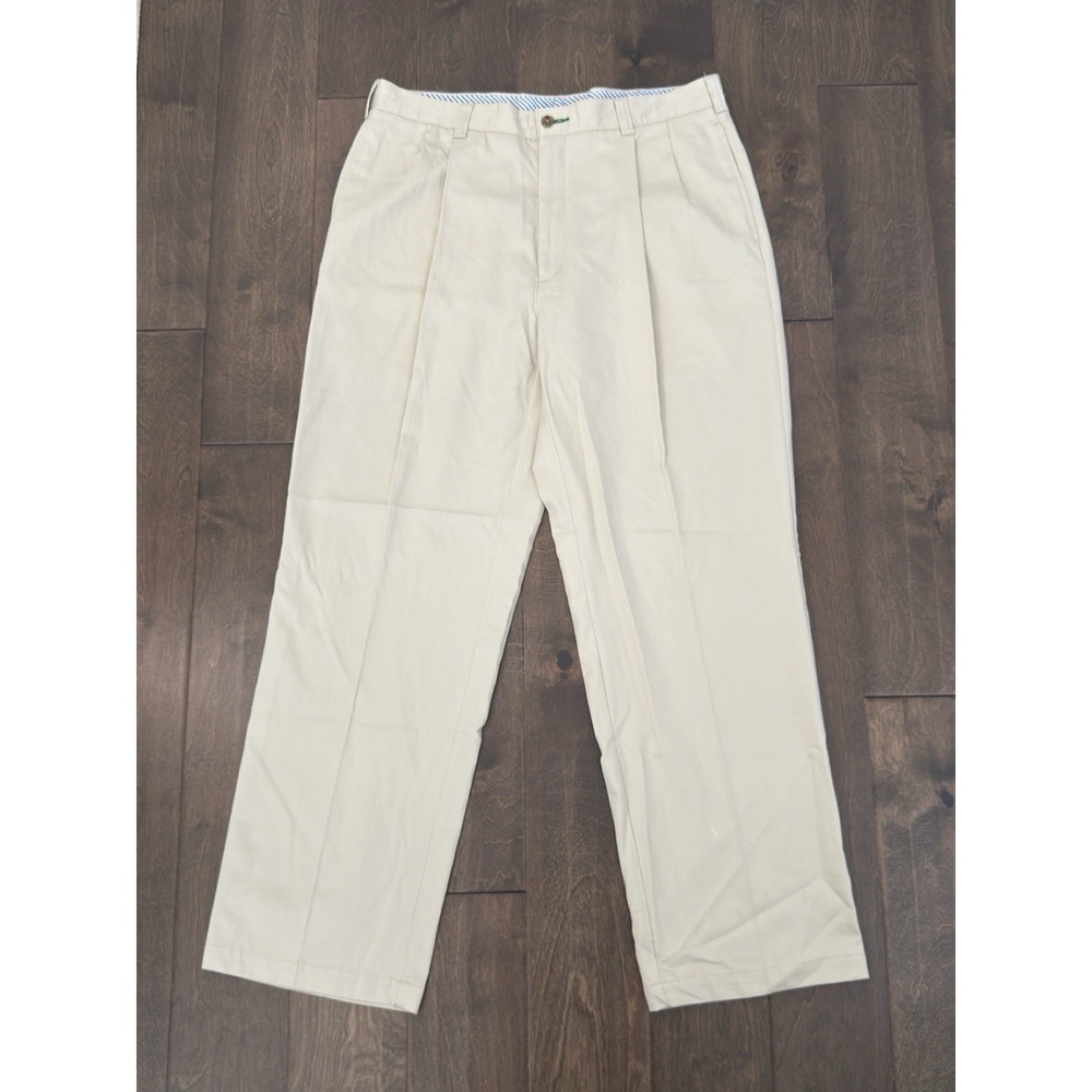 Vintage Tommy Hilfiger Mens Pleated Khaki Tan Dress Pants Size‎ 36X31 Crest Logo